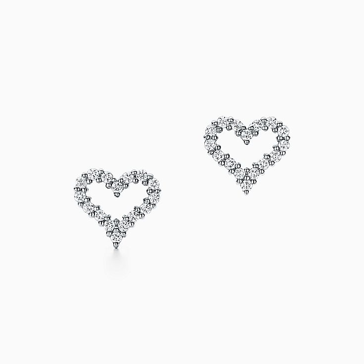 ハート ピアス（エクストラミニ）ダイヤモンド プラチナ | Tiffany & Co.