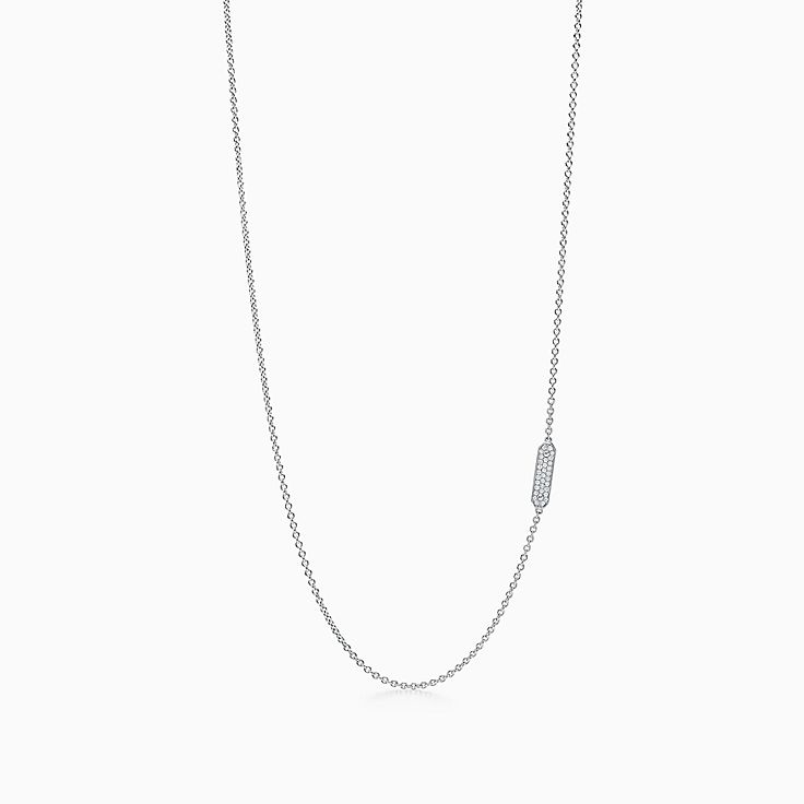 タグ チェーン ネックレス パヴェ ダイヤモンド 18k ホワイトゴールド Tiffany Co