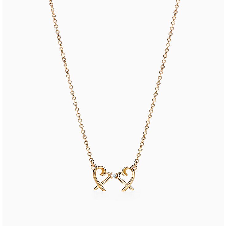 パロマ・ピカソ ダブル ラビング ハート ペンダント ダイヤモンド 18K  