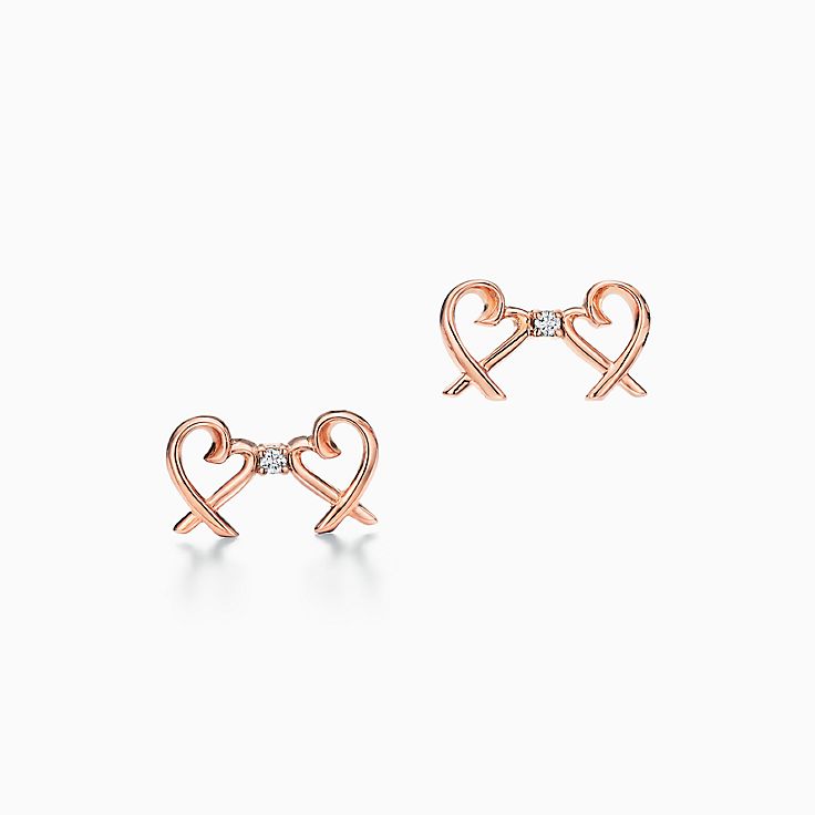 パロマ・ピカソ ダブル ラビング ハート ピアス ダイヤモンド 18K 