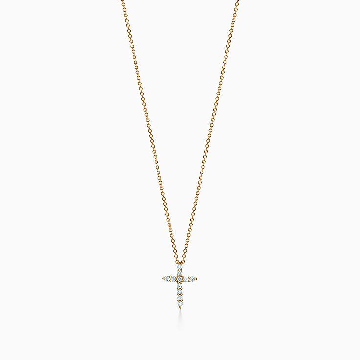クロス ペンダント（ミニ）ダイヤモンド 18K ゴールド | Tiffany & Co.