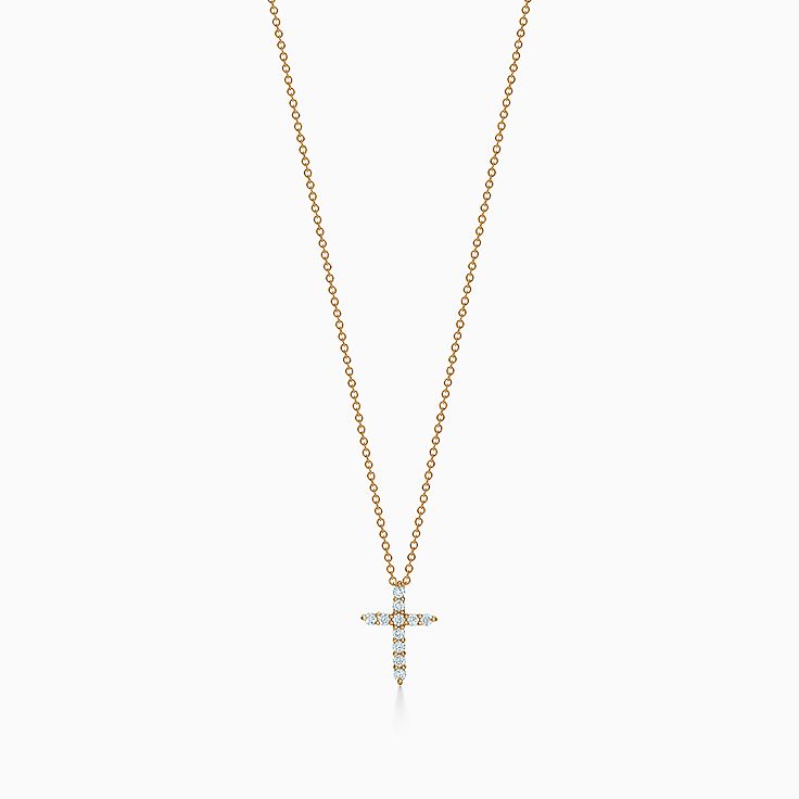 クロス ペンダント（ミニ）ダイヤモンド 18K ゴールド | Tiffany & Co