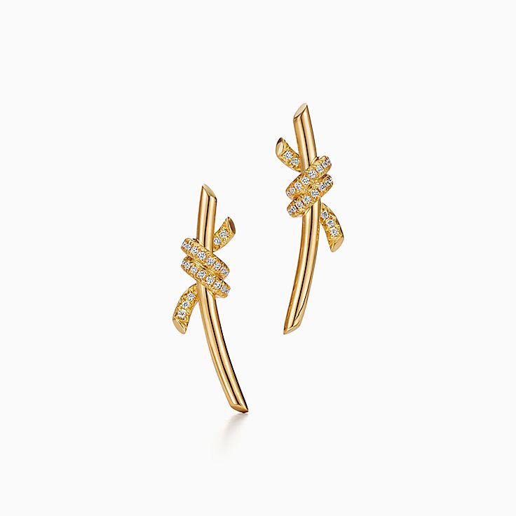 ティファニー ノット ピアス ダイヤモンド イエローゴールド | Tiffany 