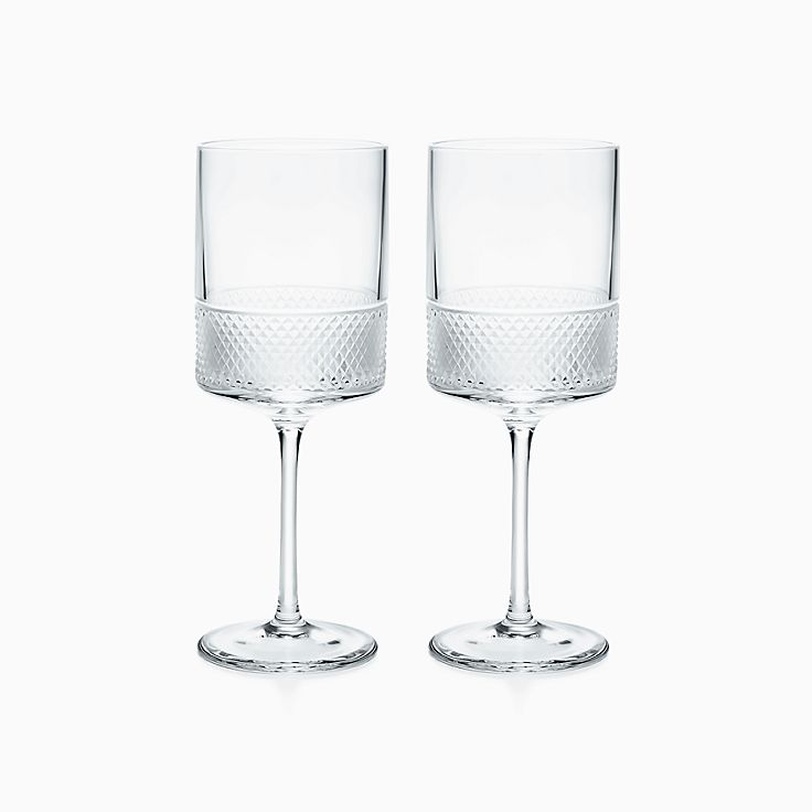ダイヤモンドポイント ワイン グラス クリスタルガラス 2個セット Tiffany Co ダイヤモンドポイント ワイン グラス クリスタルガラス 2個セット Tiffany Co