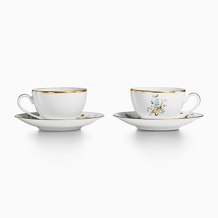 ティファニー ジャルダン ティーカップ ＆ ソーサー ポーセリン、2客 