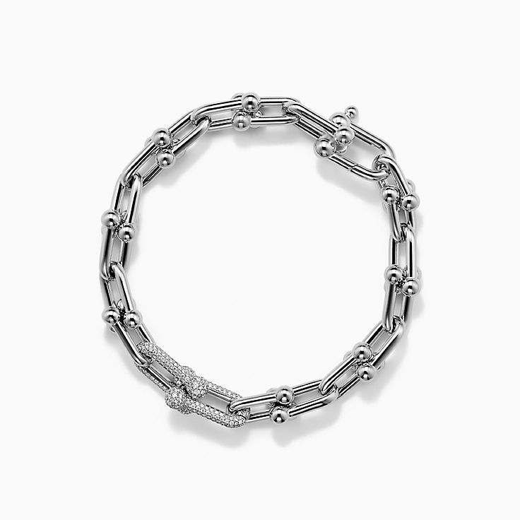 ティファニー ハードウェア リンク ブレスレット ダイヤモンド ホワイトゴールド（ミディアム） | Tiffany & Co.