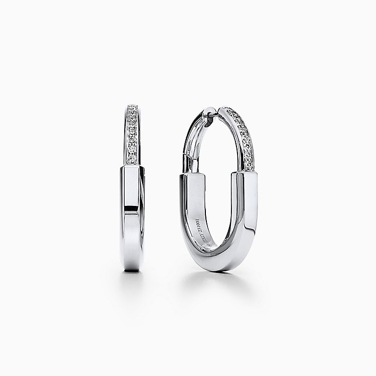 Tiffany ティファニーロック　ピアス　ミディアム　k18WG Tiffany&Co.】ロック ミディアム ピアス K18WG レディース
