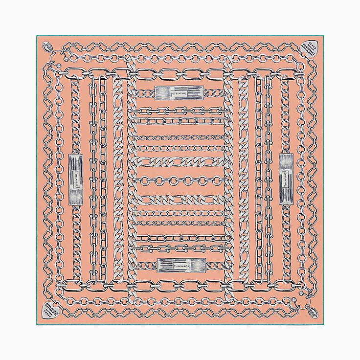 リターン トゥ ティファニー™ チェーン スクエア スカーフ ピーチ  