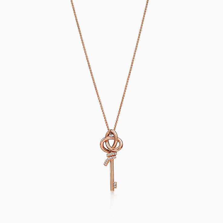 (直営店)New Tiffany & Co.Tiffany Knot ミニキーペンダント ティファニー ノット キー ペンダント ダイヤモンド ローズ