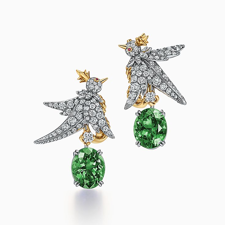 Bird on a Rock by Tiffany:Aretes colgantes