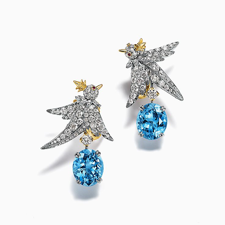 Bird on a Rock by Tiffany:Drop Earrings