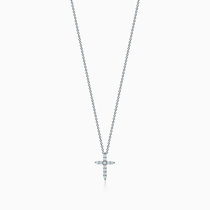 Cross pendant in platinum with diamonds, mini. | Tiffany & Co.