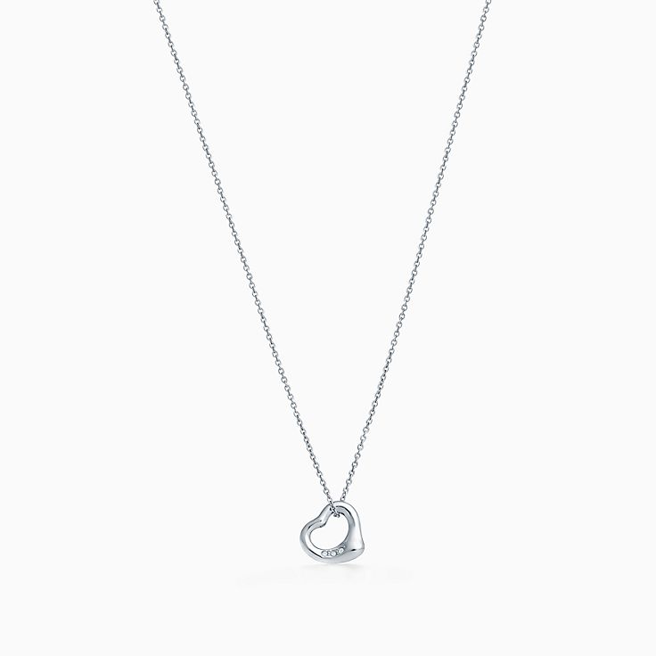 アクセサリー Tiffany & Co. Open Heart Necklace Подвеска Elsa Peretti™ Open Heart из платины с бриллиантами