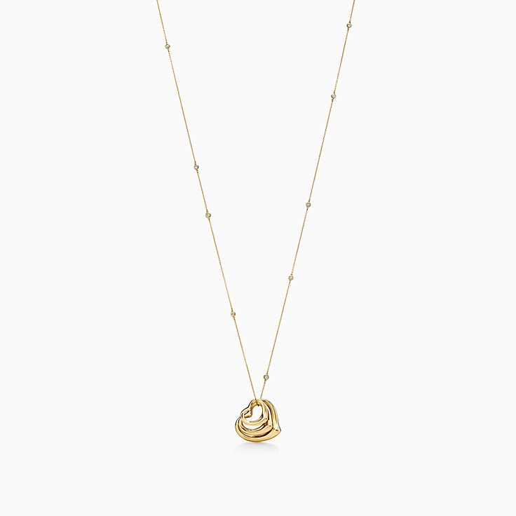 Tiffany(ティファニー) Open Heart Diamond Pendant(送料関税込) Elsa Peretti® Open Heart pendant in 18k gold with diamonds