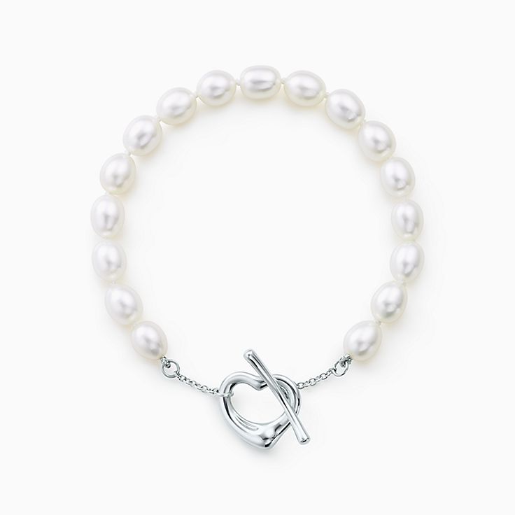 tiffany open heart pearl bracelet