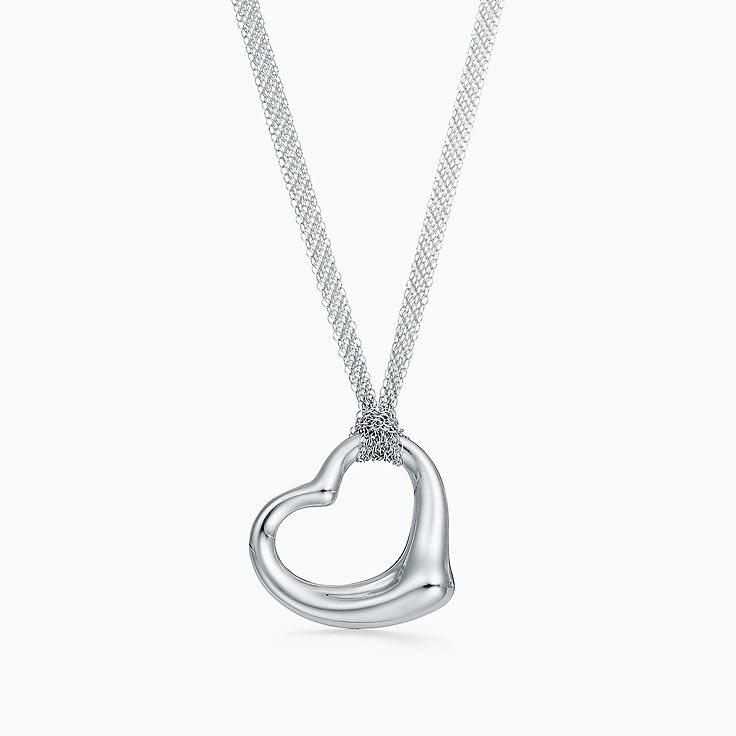 Tiffany & Co. Sterling Silver Elsa Peretti Large Open Heart Necklace 17''  27mm | Barry's Pawn and Jewelry