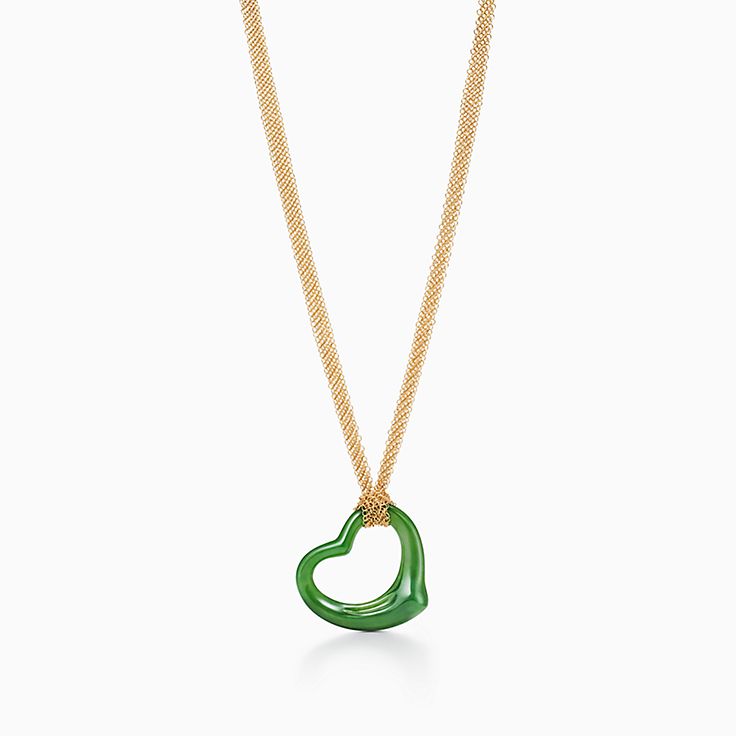 Elsa Peretti™ Open Heart pendant of green jade and 18k gold
