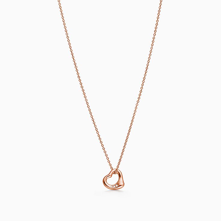 Elsa Peretti Tiffany & Co. Diamond Platinum Open Heart Pendant Necklace |  Wilson's Estate Jewelry