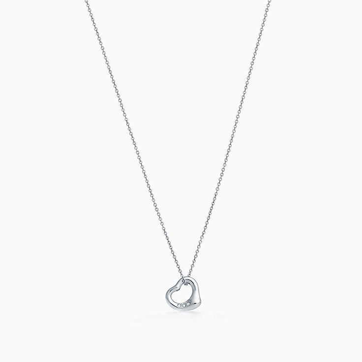 Elsa Peretti®:Open Heart Pendant in Platinum with Diamonds