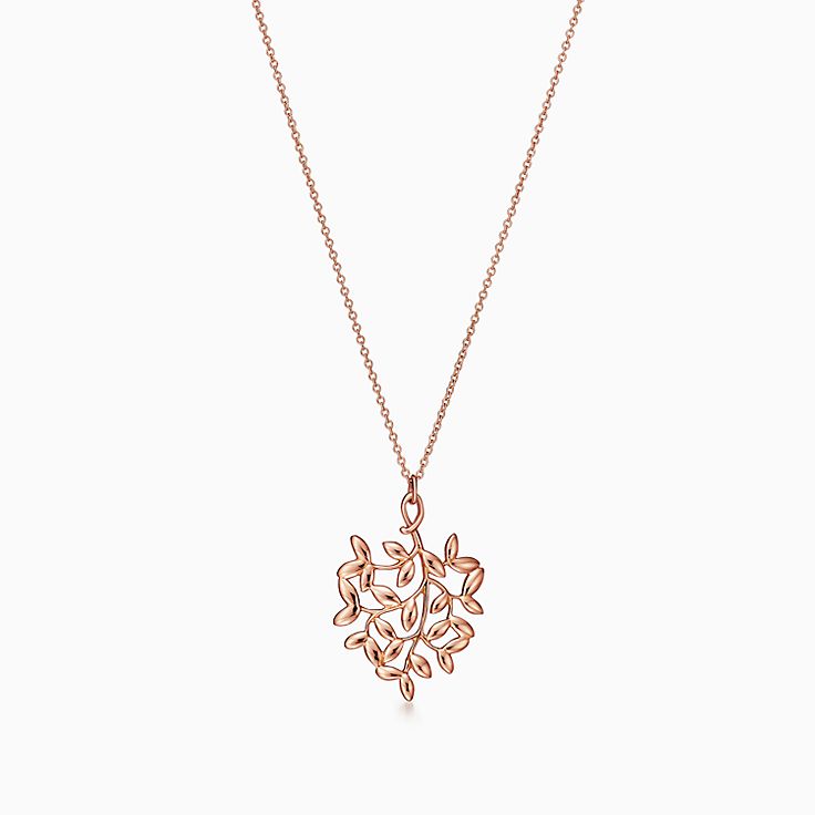 Paloma Picasso® Olive Leaf pendant in 18k gold with a diamond, mini. |  Tiffany & Co.