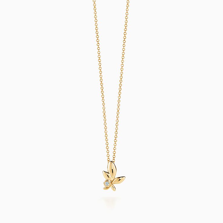 Tiffany & Co Paloma Picasso Yellow Gold Olive Leaf Pendant Necklace -  petersuchyjewelers