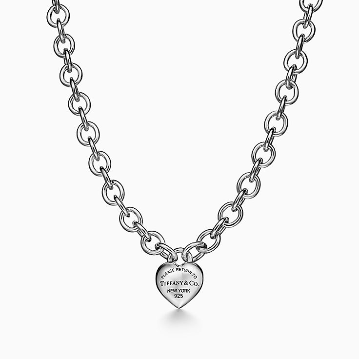 Return to Tiffany Lovestruck Heart Tag Necklace in Silver, Medium