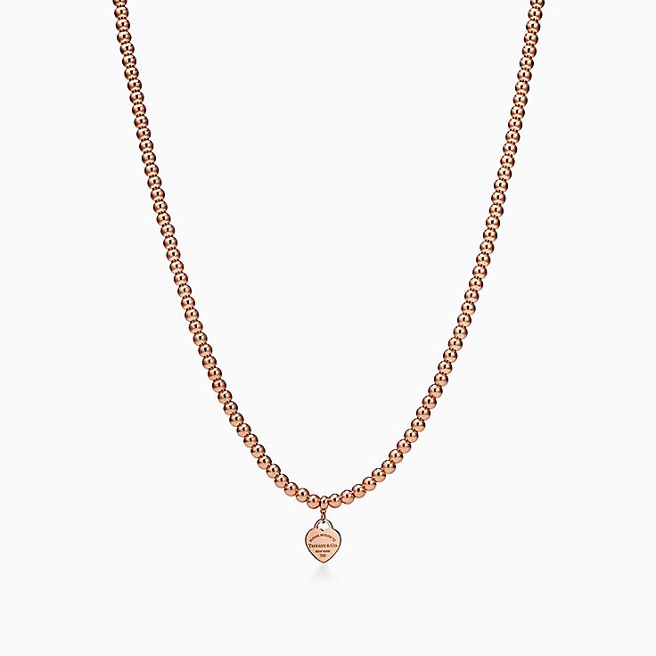 Rose gold heart online necklace with diamonds