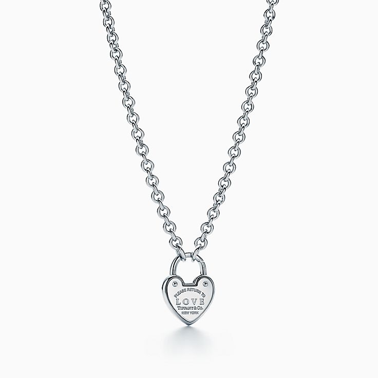 Tiffany & Co Silver I Love You Heart Padlock Lock Necklace