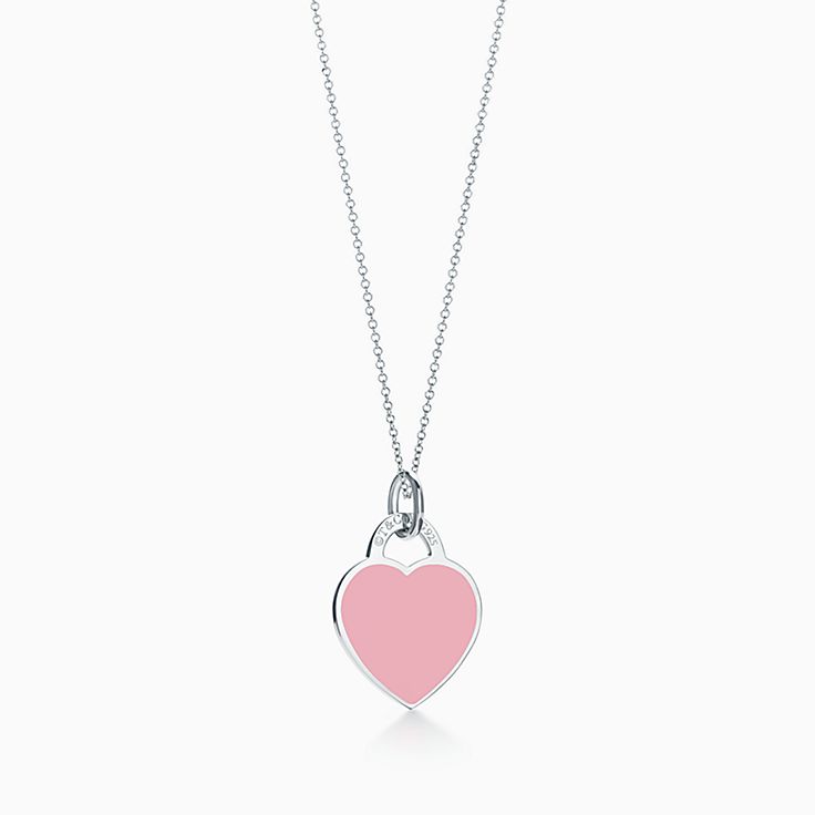 Tiffany & Co Pink Double Heart Tag Pendant in Silver... - Depop