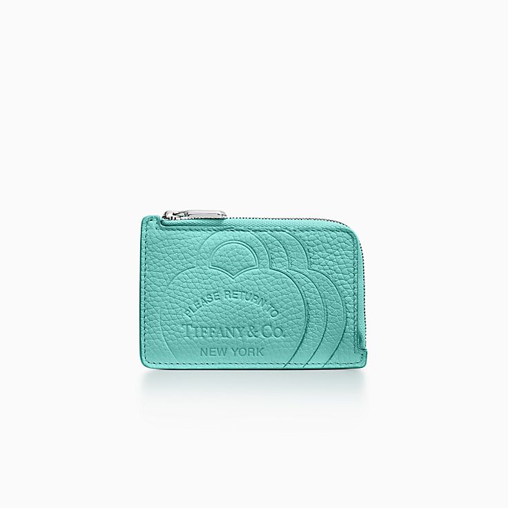 Leather purse Tiffany & Co Turquoise in Leather - 24375191