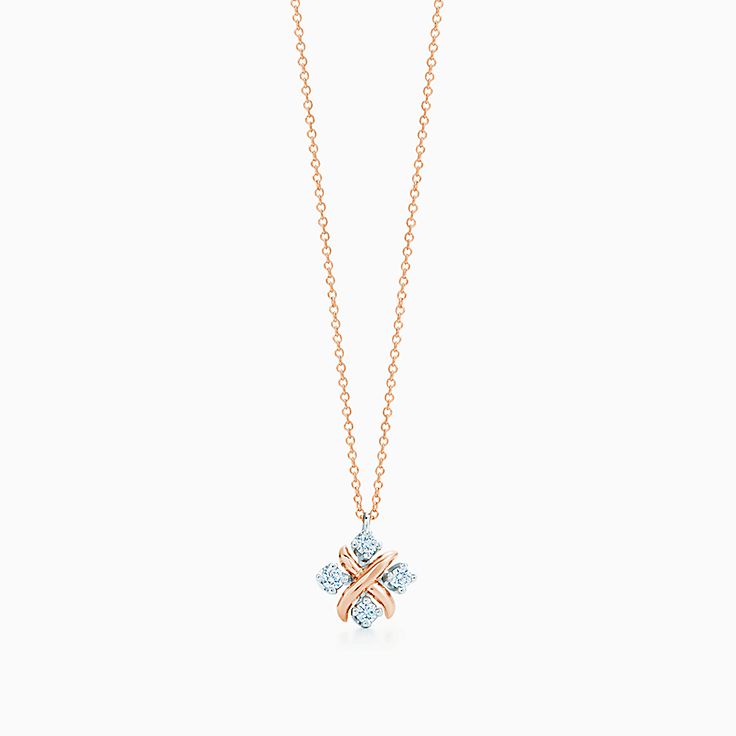 Sixteen Stone by Tiffany Pendant in Rose Gold and Platinum