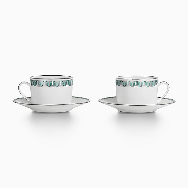 60％OFF】 美品 Tiffany＆Co. プラチナブルーバンド ペア 2客セット 