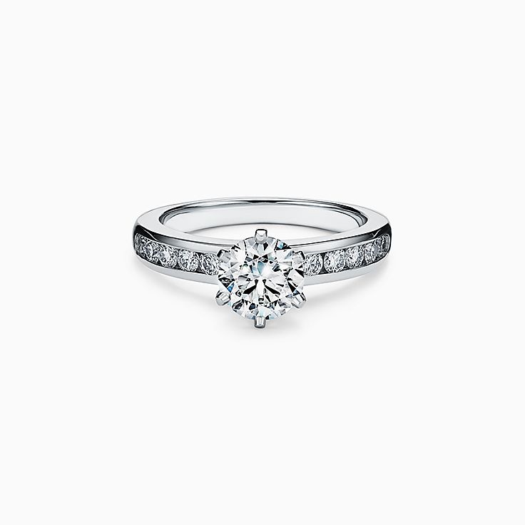 Tiffany & Co Platinum Engagement Ring .69ct & Band w/ Tiffany  Papers