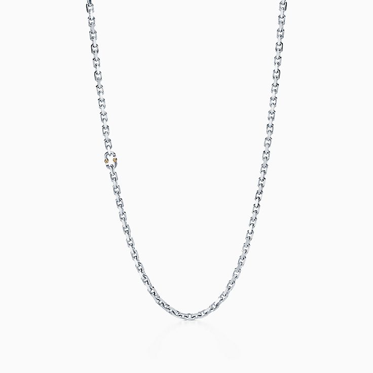 Tiffany 1837™:Makers 純銀及 18K 金鏈子項鏈，24 吋