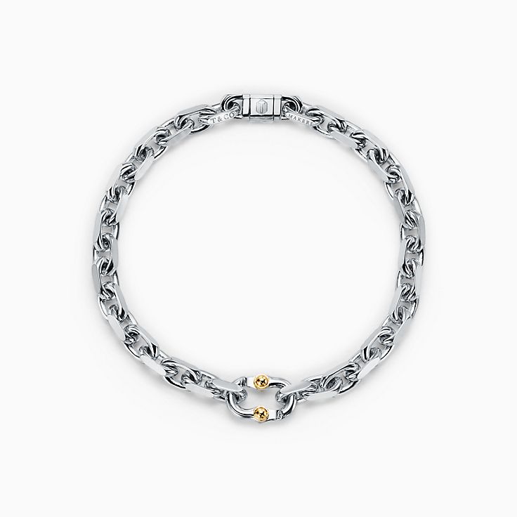 Tiffany 1837®:Makers Narrow Chain Bracelet in Sterling Silver and 18k Gold