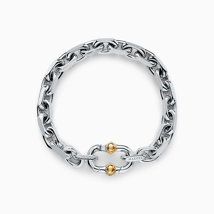 tiffany 1837makers wide chain bracelet in sterling silver and 18k gold 63448966 1003720 ED M