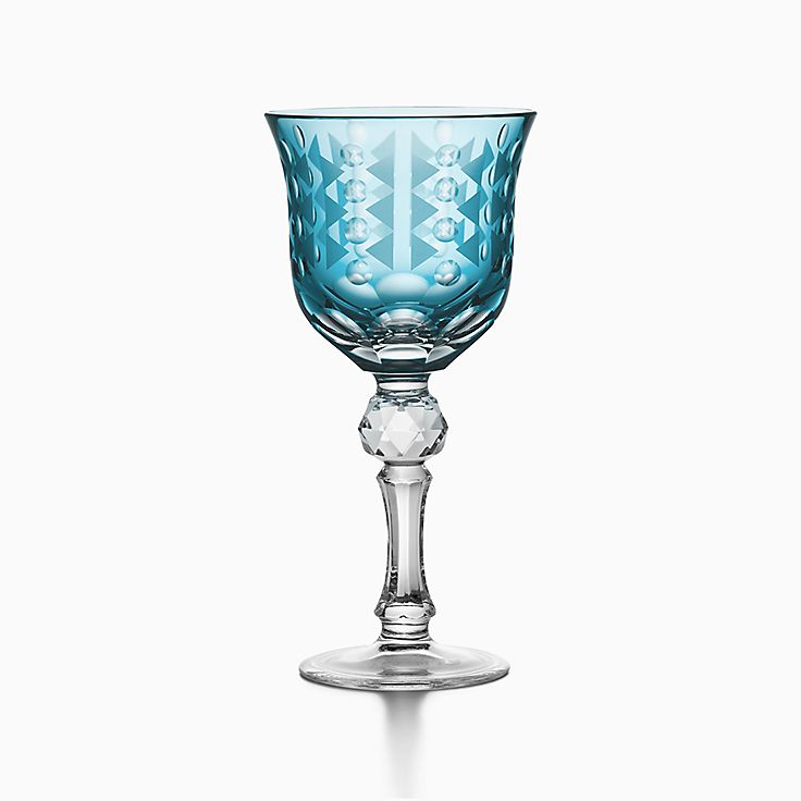 Elle Decor Embossed Goblets Glasses, Vintage Glassware Sets, Water Goblets  for Party, Wedding, & Daily Use, Set of 6, Blue