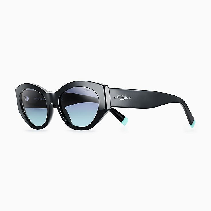 Tiffany Blue oval sunglasses in black acetate. Tiffany Co