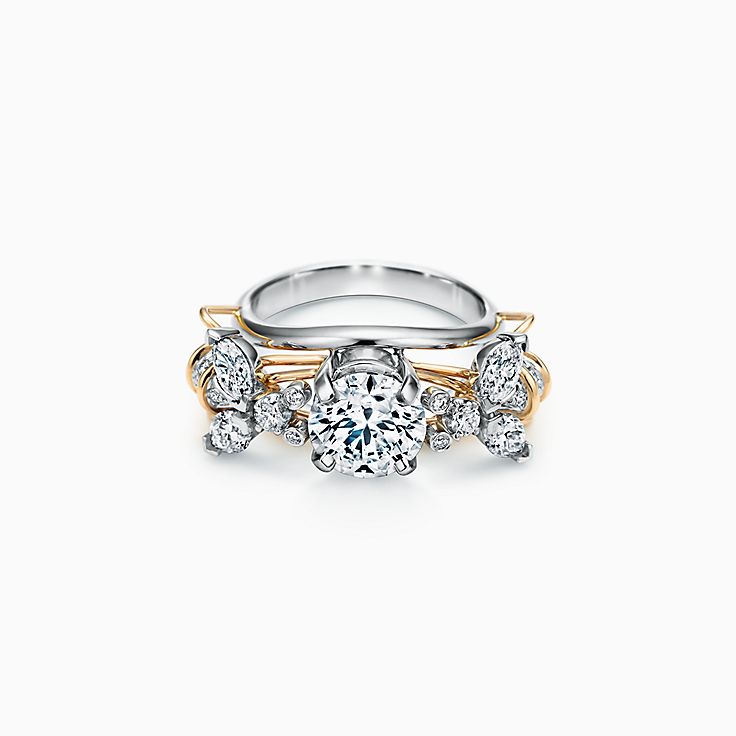 Tiffany & Co. Schlumberger 鉑金及 18K金雙蜜蜂訂婚戒指