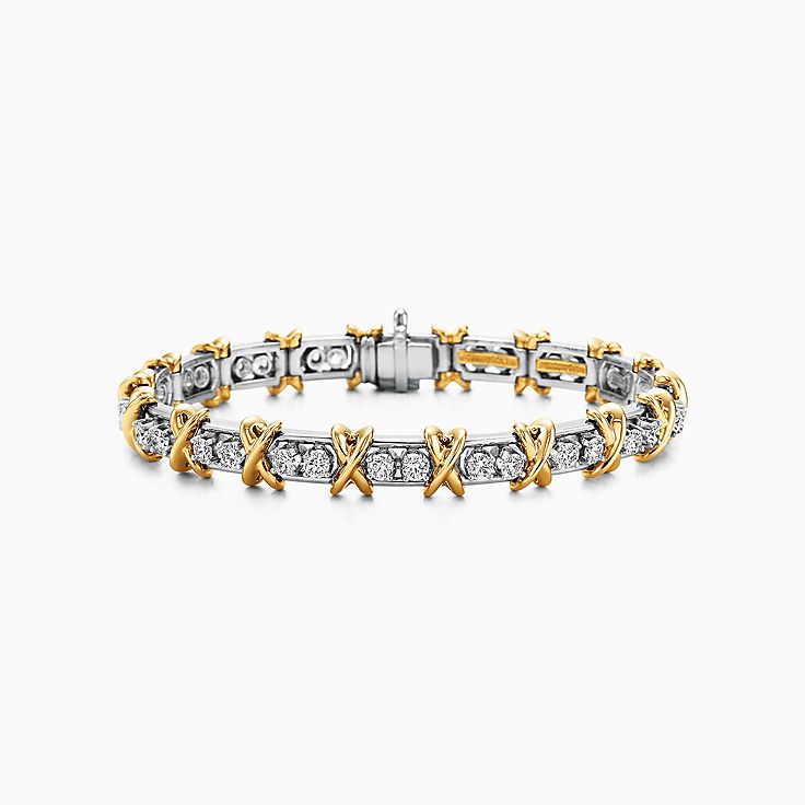Tiffany & Co. Heart Link Bracelet 18K Gold 750 ＆ Sterling Silver 925 VG  6.5inch | eBay