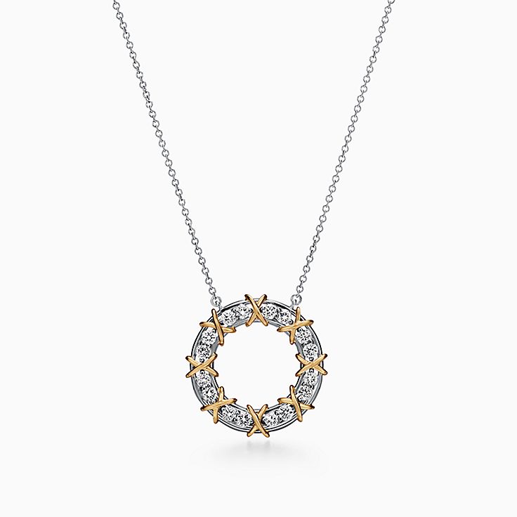 Tiffany & Co 750 (Gold) Signature X Diamond Necklace 16