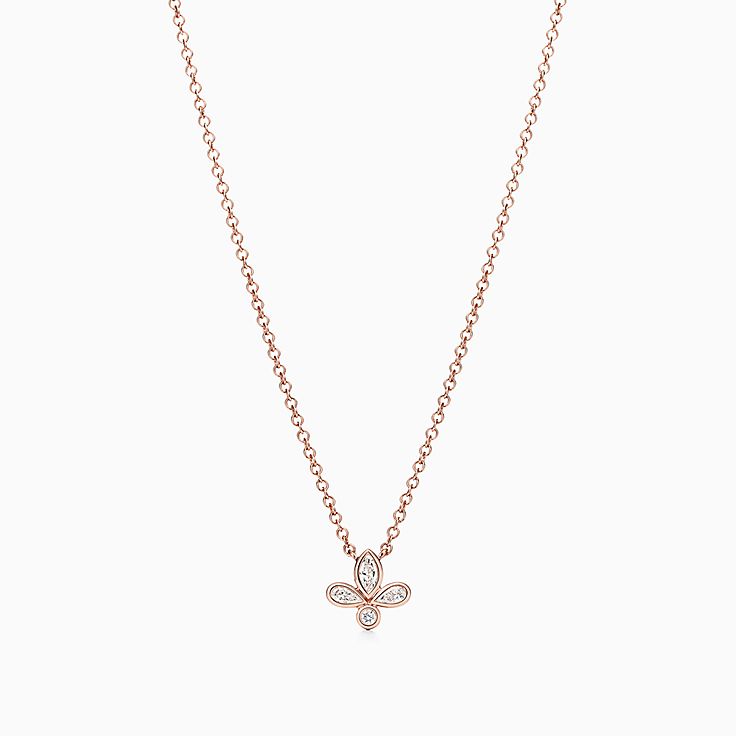 Tiffany Fleur de Lis pendant in 18k rose gold with diamonds, mini