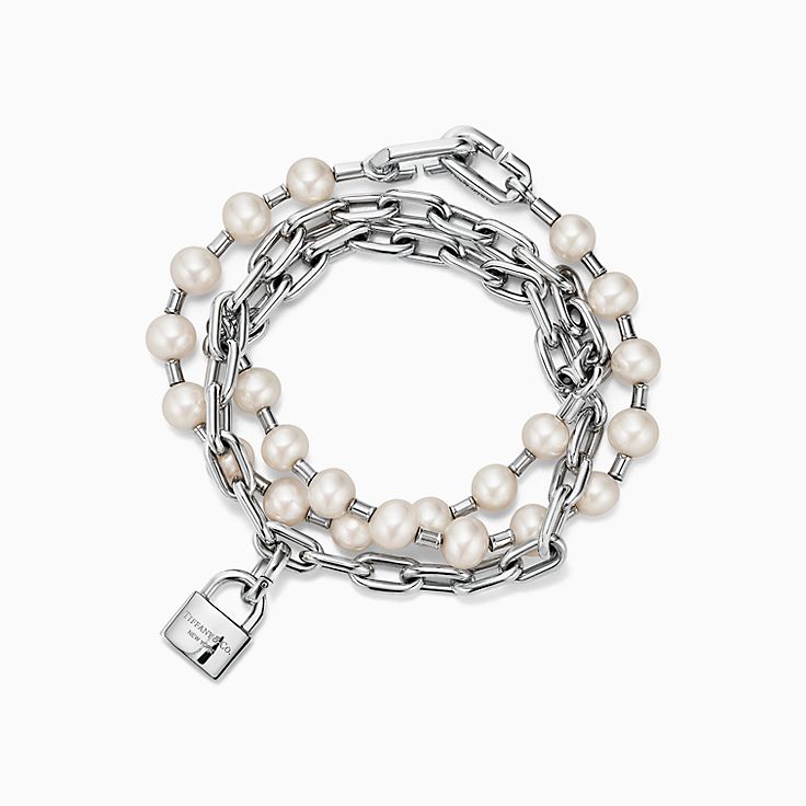 Tiffany HardWear:Brazalete de perlas con candado