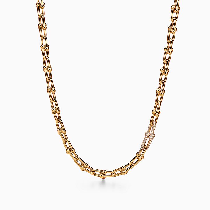 Tiffany HardWear Medium Link Necklace in Yellow Gold with Diamonds | Tiffany  u0026 Co.