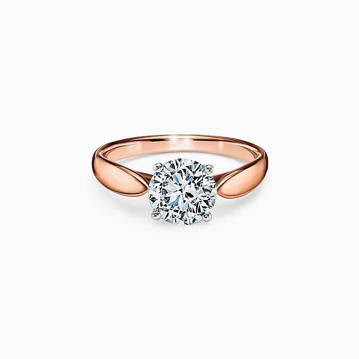 Tiffany Harmony™ 18K玫瑰金鑲圓形明亮式鑽石訂婚戒指