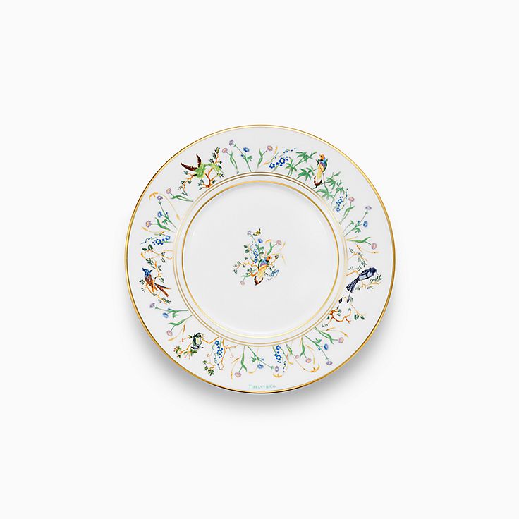 Tiffany T True Dessert Plate with a Hand-painted Gold Rim
