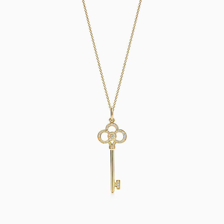 Faux Tiffany Keys Diamond Crown Key Necklace For Ladies Price List