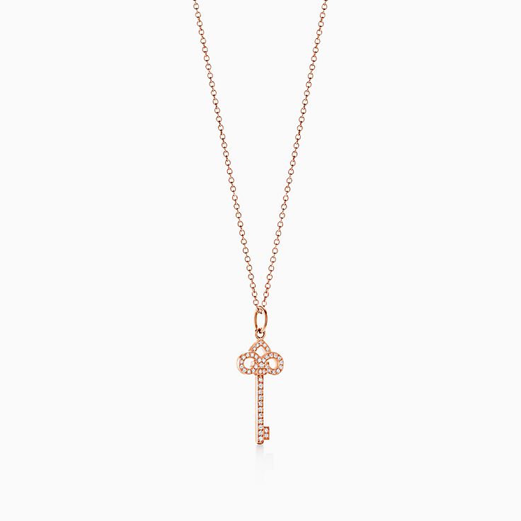 Tiffany & Co. Enchant Heart Key Pendant in 18K Rose Gold 1.07 CTW