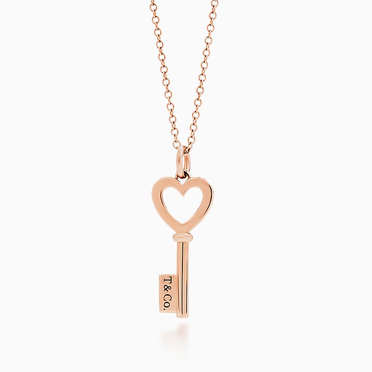 Tiny Rose Gold Classic Key Necklace, Rose Gold Sterling Silver Key