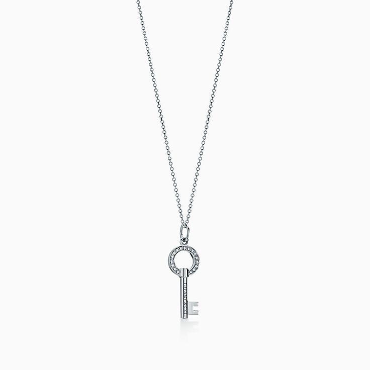 Tiffany & Co. Sterling Silver/Diamond Blossom Large Key Pendant